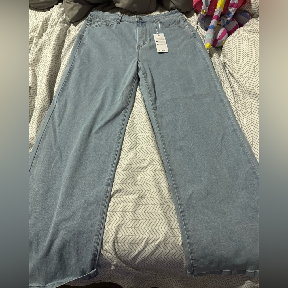 Blue Flare Wide Leg Jeans Classic Denim